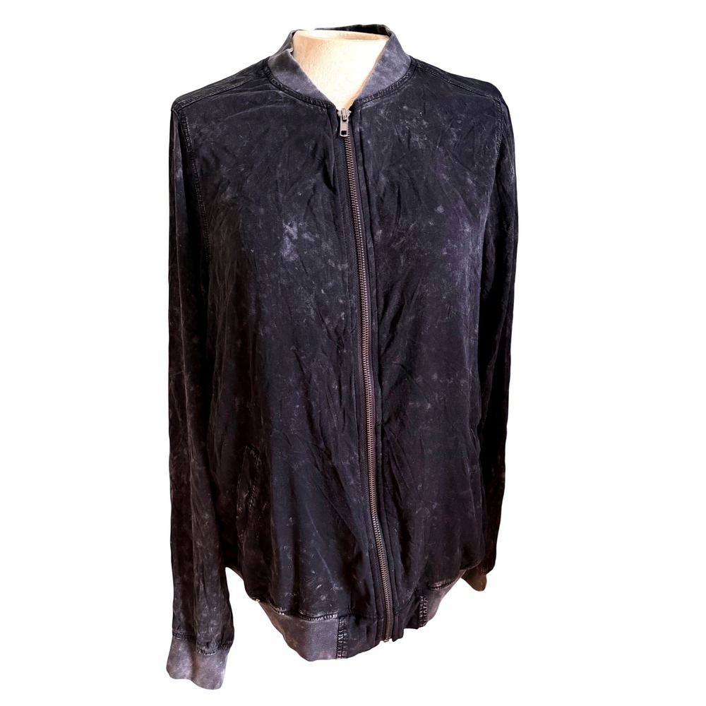 Torrid Womens Black Acid Wash Full Zip Bomber Jacket 1 1X 15468085